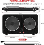 Hot Plate for Cooking, Vayepro 1800W Portable Electric Stove,Double Electric Burner for Cooking,UL listed,Cooktop for Dorm Office Home Camp, Compatible with All Cookware