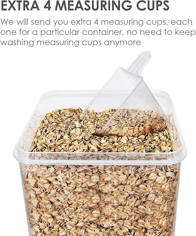 Vtopmart Extra Large Tall Airtight Food Storage Containers, 4 Pieces 5.9qt/6.5L Plastic PBA Free Kitchen Pantry Canister for Spaghetti, Flour and Baking Supplies, with 24 Labels, Black