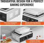 VEVOR Commercial Waffle Maker, 10PCS Rectangle Waffle Baker Machine, 1550W Non-Stick Stainless Steel Belgian Waffle Iron with Temp and Time Control, Handle, for Restaurant Bakery Snack Bar Family