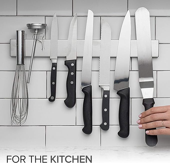Modern Innovations 16 Inch Stainless Steel Magnetic Knife Bar with Multi-Purpose Functionality as a Knife Holder, Knife Strip, Magnetic Tool Organizer, Art Supply Organizer & Home Organizer