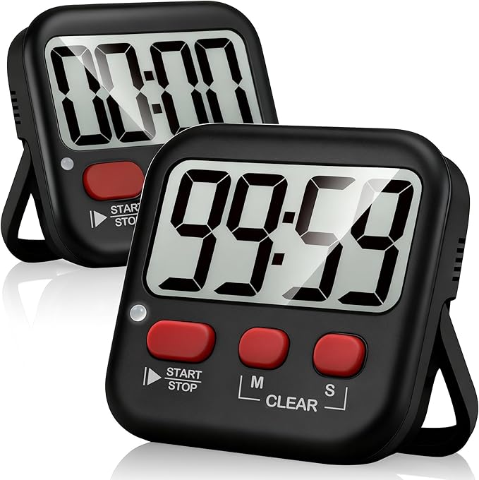 Antonki 2 Pack Digital Timer for Kids, Magnetic Countdown Kitchen Timers for Cooking, Egg, Classroom, Teacher, Exercise, Study, Oven - Battery Included