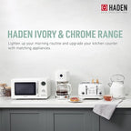 Haden 700 Watt 0.7 Cubic Foot Microwave Oven with Digital Controls, Defrost, and Instant Start Countertop Small Appliance, Ivory/Chrome