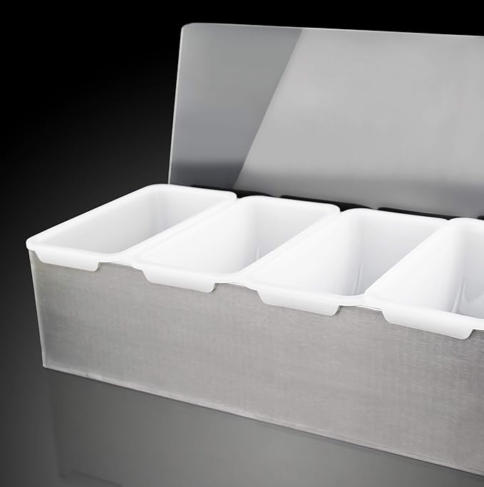 New Star Foodservice 48032 Stainless Steel Condiment Dispenser with 5 Compartments (No Ice Tray)