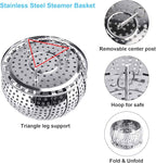 Veggie Vegetable Steamer Basket, Folding Steaming Basket, Metal Collapsible Stainless Steel Steamer Basket Insert, for Cooking Food, Expandable Fit Various Size Pot(5.3" to 8.6") YLYL