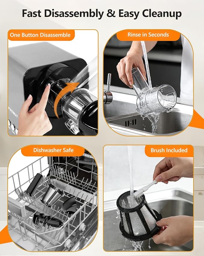 Cold Press Slow Juicer for Fruits & Vegetables Celery Carrot Ginger, Masticating Juicer Machine Soft Hard Mode, Reverse Function,250W Motor, Easy To Clean, Fresh Orange Juice Extractor