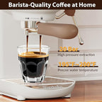 Espresso Machine with Steam Milk Frother Semi Automatic 20 Bar Compact White with Toggle Switch for home Cafetera Espresso, Latte, Cappuccino, Americano, Macchiato