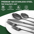 60-Piece Black Silverware Set with Organizer, AIVIKI Stainless Steel Flatware for 12, Cutlery Utensil Set for Home Restaurant, Tableware Includes Knife Fork Spoon Set, Mirror Polished
