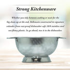 Bellemain 3 Qt Metal Colander with Handle | Pasta, Spaghetti, Berry, Fruit, Vegetable, Kitchen Food Strainer Basket | 18/8 Stainless Steel Colander Bowl | Pot Drainer for Cooking, Sifter Strainer