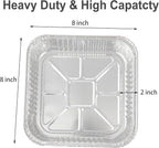 Waytiffer 50pack- 8 x 8 Aluminum foil Pans Disposable,Heavy Duty Square baking Cake Pans, Cooking Tins Homemade Breads Oven, Baking Roasting Pan