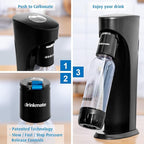 Drinkmate OmniFizz Sparkling Water Maker & Soda Streaming Machine | Carbonates Any Drink | VALUE KIT | Includes Two 60L CO2 Cartridges + One BPA-Free Bottle (Matte Black)