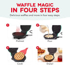 Dash Mini Waffle Maker- Compact Electric Iron for Creative Homemade Treats - PTFE nonstick surface - Easy-to-Clean - Perfect for Kids & Families - Pink