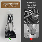 ZEDODIER Kitchen Cooking Utensil Holder, 360° Rotating Kitchen Hooks for Hanging Utensils, Heavy Duty Metal Utensil Rack with 8 Storage Capacity for Utensil, Towel, Pot, Glove, Aprons, Silver