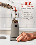 Electric Salt and Pepper Grinder Set with Storage Base, Stainless Steel Rechargeable Salt and Pepper Grinder Set with 4.5 oz Large Capacity, 1.8" Wide Mouth, Adjustable Coarseness, Ideal for Kitchen