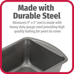 GoodCook Nonstick Loaf Pan 9 x 5-Inch Heavy-Duty Steel Bakeware with Easy-Clean Non-Stick Coating, Oven & Dishwasher Safe Pan for Meatloaf Breads Lasagnas Casseroles & More, Set of 2, Gray