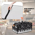 Piano Musical Notes Print Toaster Oven Dust-proof Cover, Heat-resistant Anti Fingerprint Microwave Oven Dust Cover, Kitchen Counter Accessory (Medium-16.1 * 19.71 * 10 inches)