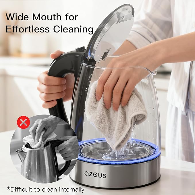 Azeus 1.8L Electric Kettle CX-817 - Fast Boil, Auto Shut-Off, Boil-Dry Protection, 360° Swivel Base - Stainless Steel Water Boiler for Tea, Coffee, and Hot Water