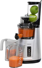 Omega Wide Mouth Juicer Compact Vertical Cold Press Vegetable and Fruit Juice Extractor with 3-Inch Hopper 2-Speed Slow Juicing with Space Saving Design, 120-Watts, Black