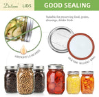Dalzom® 24Pcs Canning Lids with 24Pcs Rings Regular Mouth, Premium Mason Jar Lids with Bands/Rings for Ball, Kerr Jars - Food Grade Material, 100% Fit & Airtight for Regular Mouth Mason Jars