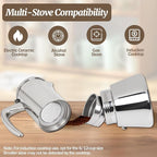 6 Cup Thickened Moka Pot 304 Stainless Steel 300ml Italian Espresso Coffee Maker Stovetop CoffeeMakers Mocha Pot Percolator for Induction Stove Classic Cafe Makers Portable for Easy Brewing