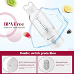 2PCS Portable Personal Blender 17 OZ/500 ML Juicer, 175W Personal Size Blender, Ideal for Smoothies, Ice Blending, Juicing, and Food Processing, Compact, Convenient, and Versatile (Pink&White)