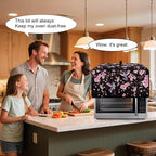 Hummingbird Cherry Blossom Print Toaster Oven Cover, Heat-Resistant Toaster Cover Dust-Proof Microwave Oven Protector, Protections for Kitchen, Black, (Medium-16.1*19.71*10 inches)
