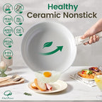 Chef Power Ceramic Nonstick Pots and Pans Set 19 Piece with Detachable Handle, Induction Dishwasher Oven Safe Cookware Set, RV Kitchen Set Removable Handle, Granite Grey and White