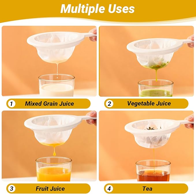 Fine Mesh Strainer with Handle, 80/120 Mesh, 2 Pack, Plastic Fine Strainer for Liquids, Small Colander for Kitchen, Nylon Sieve for Nut Milk, Yogurt, Juice, Coffee, Honey, Tea Leaf Filter