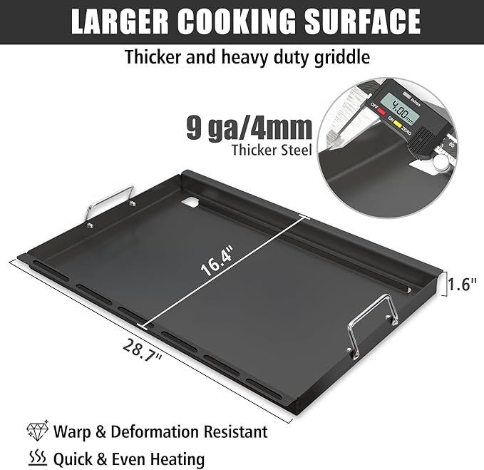 SafBbcue Full Size Griddle Inserts for Dyna Glo Grill Replacment Parts DGF510SSP DGF510SBP Flat Top Griddle for Backyard Grill Parts BY13-101-001-13 BY14-101-001-04, Carbon Steel
