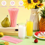 6000 Count Coffee Cocktail Stirrers Straws Disposable Plastic Sip Stir Sticks Cocktail Drink Stirrers Sticks Cups Straws for Bars Juice Drinking(Pink,7 Inch)