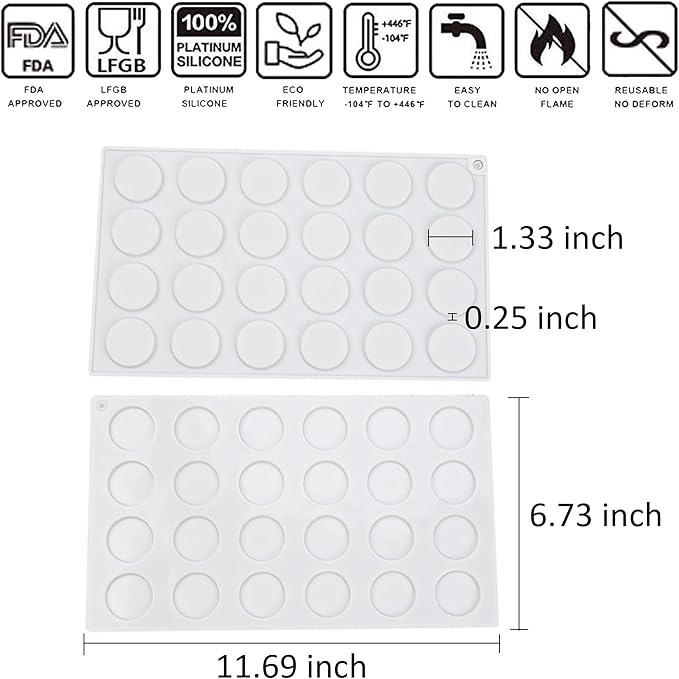 OCPO KITCHEN 3D Round Cylinder Silicone Mold for Baking Mousse Cake, Candy, Pastry, Chocolate, Cupcake, Cookie, Cake Decoration Mold, Round Shape (24-Cavity)