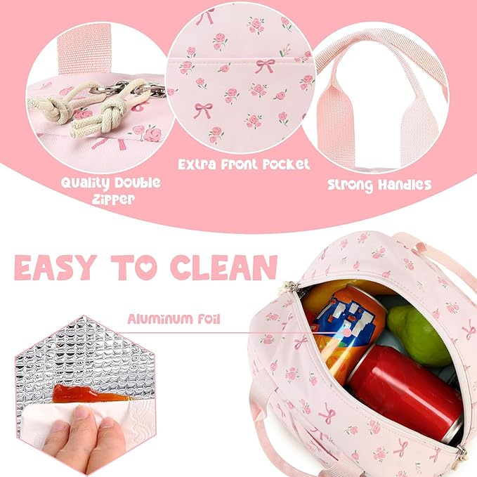 Bluboon Lunch Bag for Women Men Cute Lunch Tote Bags Reusable Insulated Lunch Box Large Capacity Reusable Insulated Cooler for Work Picnic or Travel