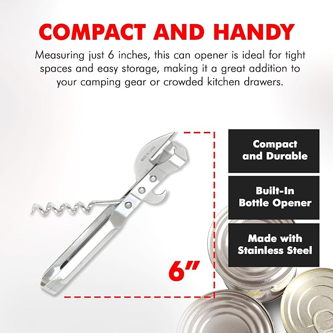 Chef Craft Select 3-in-1 Can Opener, 6 inches in length, Stainless Steel