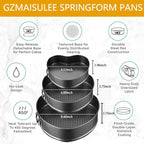 Springform Cake Pan Set of 3 (4, 7, 9 Inch) Heart Leakproof Nonstick Cheesecake Pans with Removable Bottom Carbon Steel Bakeware