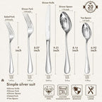 KINGSTONE 20 Piece Teardrop Silverware Set for 4, 18/10 Stainless Steel Flatware Set, Modern Design Cutlery Set for Home/Hotel/Wedding,Mirror Polished and Dishwasher Safe