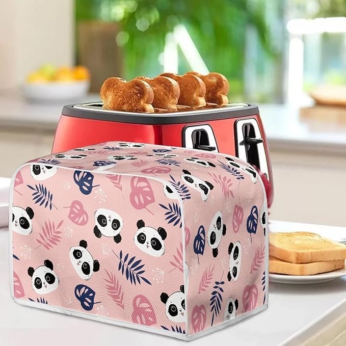 JEOCODY Toaster Cover 2 Slice Pink Panda Print Small Appliance Toaster Cover for Kitchen Keep Toaster Free From Dust And Fingerprint Machine Washable