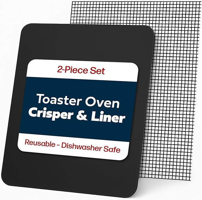 Cooks Innovations Toaster Oven Non Stick Liner & Crisper Set - Get Crispy Food Every Time - Easy Clean Up - Premium Crisping Sheet with Nonstick Oven Liner for Toaster Oven (9 x 11)