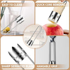 Pepper Corer, Stainless Steel Apple Core Remover Tool, Pepper Seed Core Remover, Multifunctional Apple Corer Tool for Vegetable Fruit Practical Kitchen Gadget (2 Pcs)