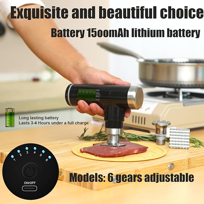 Electric Meat Tenderizer Tool,Cordless Meat Tenderizer Machine with 2 Stainless Steel Meat Mallet,Kitchen Essentials For Tenderizing Steak/Beef/Chicken Chops (brown) (N-09) (S10)