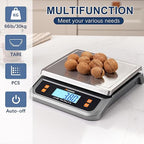 Atogou 88lb Commercial Digital Kitchen Scale 40kg/1g, with 6 Units Conversion, Stainless Steel, LCD Display, AA Battery or Plug-in Use for Baking, Bread, Cooking, Meat LC200 Grey