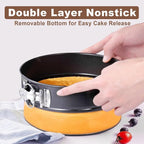 4 7 9 Inch Springform Pan Set of 3, Leakproof Cheesecake Pan with Protector, Nonstick Spring Form Pans for Cheesecake, Round Cake Pans Sets for Baking with Removable Bottom and 50Pcs Parchment Paper