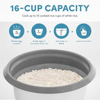 AROMA® Rice Cooker, 8-Cup (Uncooked) / 16-Cup (Cooked), Pot-Style Rice Cooker and Soup Warmer with One-Touch Control, 4 Qt, White, ARC-368NG