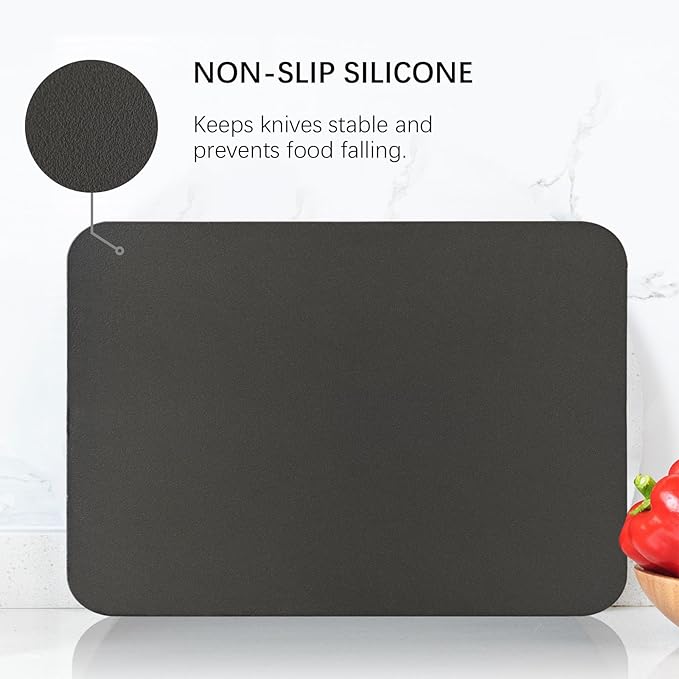 ZVP Thick TPU Cutting Boards for Kitchen, Rubber Flexible Cutting Board Mats, Nonslip Silicone Chopping Mats Foldable BPA Free Knife Friendly Non-Toxic Dishwasher Safe