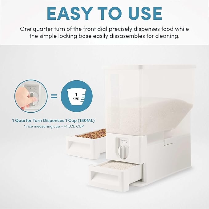 AROMA® XL 33-Pound Rice Dispenser and Countertop Beans or Grain Storage Bin with Automatic Measuring Funnel (ARD-133)