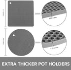 Joyhalo Trivets for Hot Dishes - Hot Pads for Kitchen, Silicone Pot Holders for Hot Pots and Pans, Silicone Mats for Kitchen Countertops, Table, Flexible Easy to Wash and Dry, Grey
