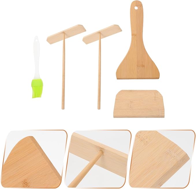 Crepe Spreader and Pancake Spatula Set, Kitchen Gadget Kit with Wear-resistant Tools for Cooking Crepes and Pancakes, Convenient 5pcs Kitchen Utensils for Home Use Random Color