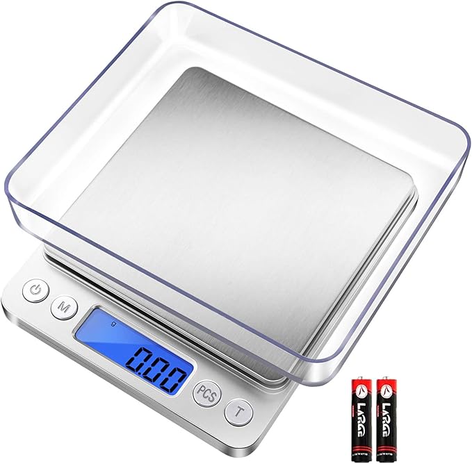 Fuzion Digital Gram Scale .01 Gram Accuracy, 500g Small Jewelry Scale, Mini Kitchen Food Scale for Herb, Powder, Gold, Coin - Weight Gram and Oz