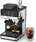 Espresso Machine with Grinder, 20Bar Expresso Coffee Machines with Milk Frother, Professional Compact Stainless Steel Coffee Maker for Espresso, Latte & Cappuccino, Perfect for Home Use