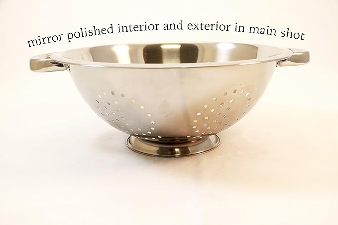 EXCELSTEEL Heavy Duty Stainless Steel Colander 5 Qt | Easy Grip Handles | Self-Draining Base | Mirror Polished | Dishwasher Safe | Pack of 1