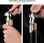 HYZ 2-Pack Wine Opener Waiter Corkscrew, Professional Wine Key for Servers, Bartender, with Foil Cutter, Manual Wine Bottle Opener Double Hinged (Black)