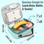 Genteen Lunch Box for Men Women Adults Kids - Insulated LunchBox Reusable, Zip Closure & Buckle Handle, Portable Cooler for Work, School, Travel (Light Green)